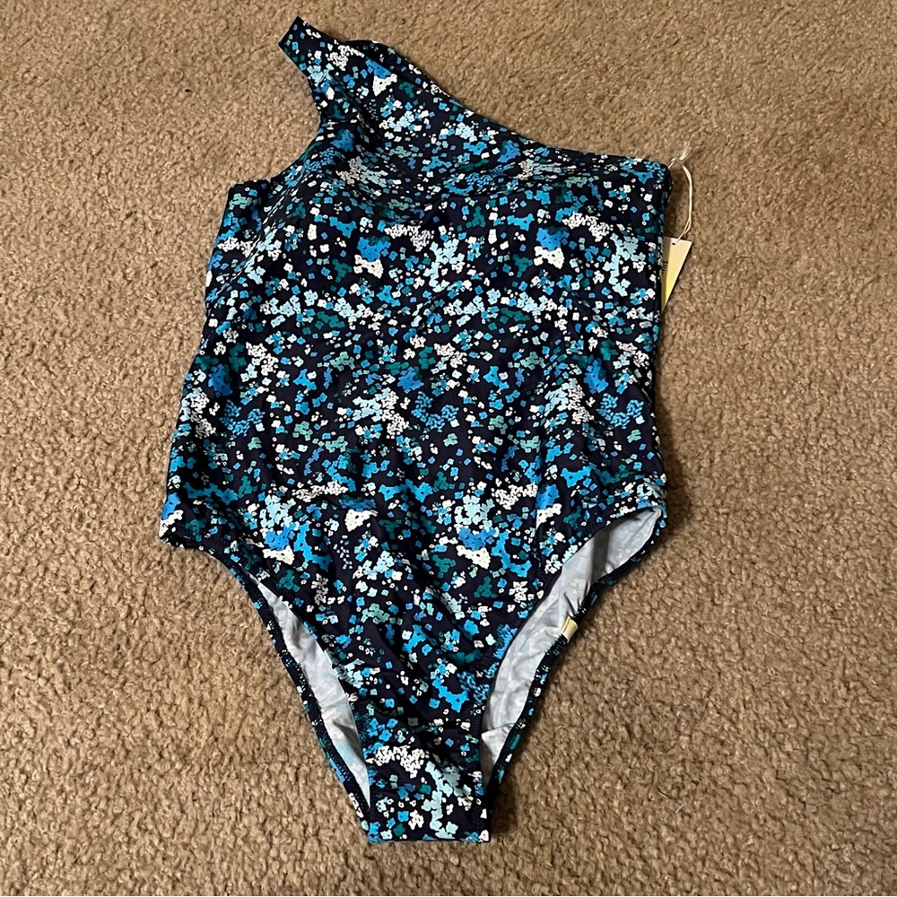 SUMMERSALT Sidestroke Floral One Piece Swimsuit One Shoulder Size 10 NWT